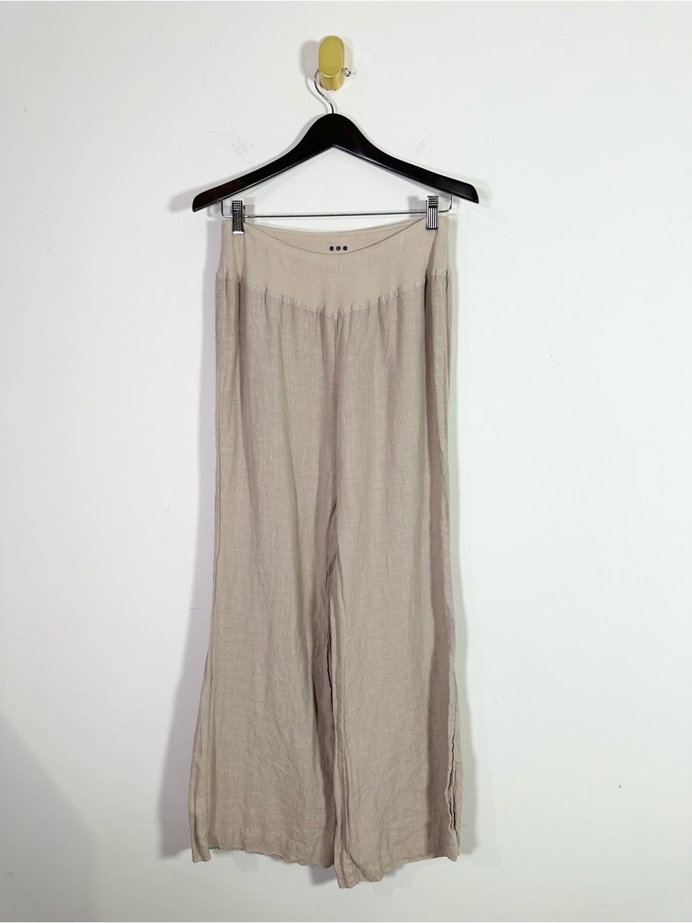 Three Dots Beige Tan Linen Wide Straight Leg Pants